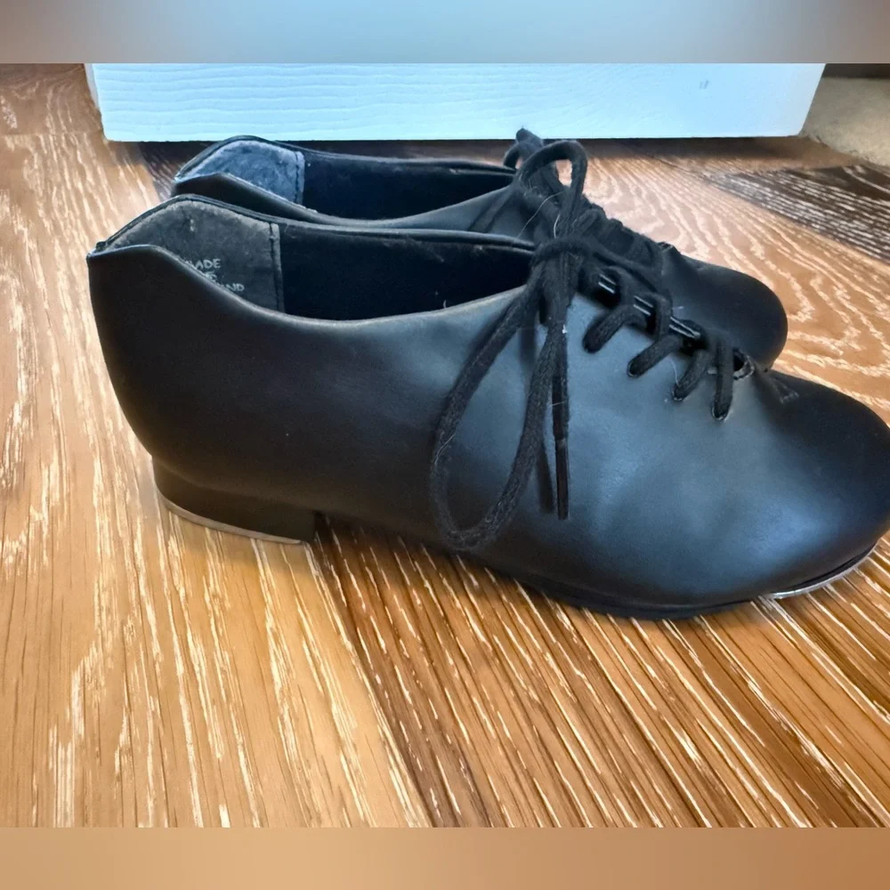 Capezio tele tone girls Black Tap Dance Shoes size 12.5 - Picture 7 of 8
